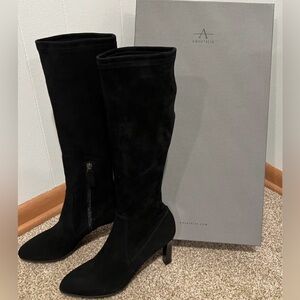 Aquatalia Black Suede Pointed Toe Boots
